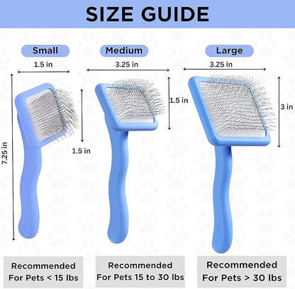 Slicker Brush for Dogs, Dog Grooming Supplies - Best Doodle & Poodle Brush for Long Haired Dogs - Goldendoodle Long Pin Detangler For Dematting (Large Curved)