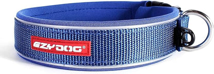 EzyDog Neo Dog Collar - Waterproof & Reflective Dog Collar with Soft Padded Neoprene for Comfort & Durable Nylon – Features Quick Release Buckle and Built-in ID Clip (Small, Blue)