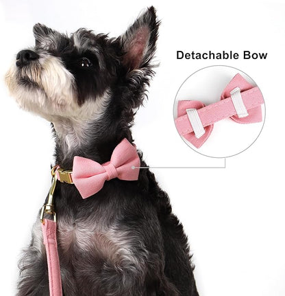 Beirui Adorable Small Dog Harness Collar and Leash Set,Cute Puppy Harness Set with 3 Bows for Small Dogs,Shih Tzu,Dachshund,Adjustable Step-in Vest for Daily Walking,Parties&Holiday Outfits(Pink,S)