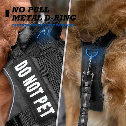 Tactical Dog Harness for Large and XL Breeds, Air Dog Vest No Pull with Reflective Do Not Pet Patches, Breathable Dog Molle Vests for Training Walking Hunting Black