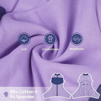 QBLEEV Cat Clothes, Soft Cat Sweaters for Cats Only, Kitten Surgery Recovery Suit Onesie Pajamas, Four Legs Cats Shirts Apparel Clothing for Hair Loss Prevention, Purple, M