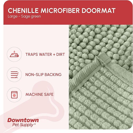 My Doggy Place Dog Mud Mat, 36" x 26" Sage – Thick Microfiber Entry Rug for Snow, Mud & Salt – Absorbent, Quick-Dry, Washer-Safe & Non-Slip, Large