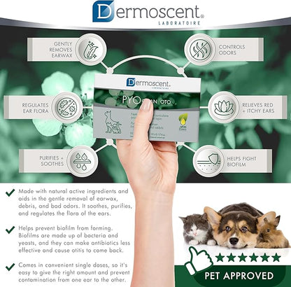 Dermoscent Pyoclean OTO Dog Ear Cleaner - Drops to Stop Head Shaking, Itchy & Waxy Ears - Non-Toxic - Ear Cleaning Solution for Dogs