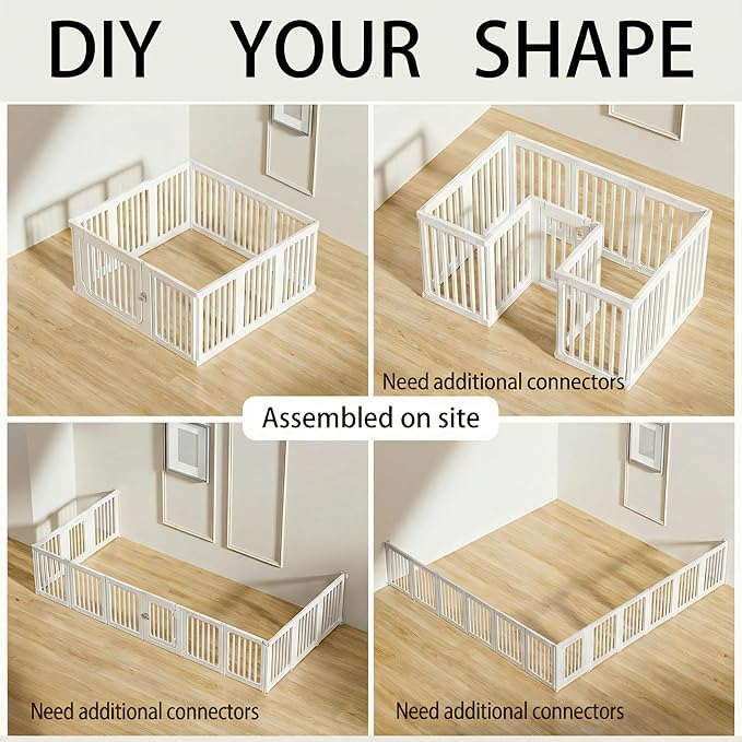 Jatindear 11 Panels Plastic Dog Playpen, Expandable & Durable Pet Fence - Indoor & Outdoor Portable with Secure Locking Door, Durable Safety Play Pen with Puppy, Cat, Small Animal(White, 23.62" H)