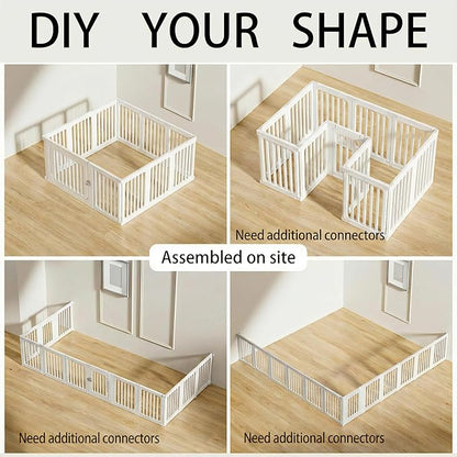 Jatindear 11 Panels Plastic Dog Playpen, Expandable & Durable Pet Fence - Indoor & Outdoor Portable with Secure Locking Door, Durable Safety Play Pen with Puppy, Cat, Small Animal(White, 23.62" H)