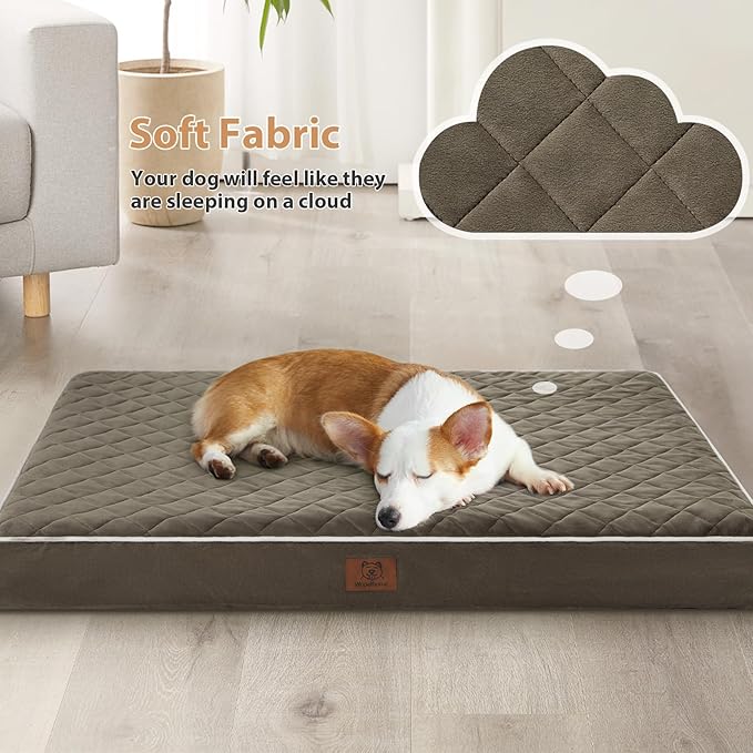 WNPETHOME Orthopedic Big Dog Beds Large Sized Dog, Waterproof Extra Large Dogs Bed with Removable Washable Cover, Multi-Needle Quilting Dogs Crate Bed