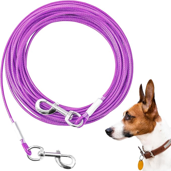Tie Out Cable for Dogs,30FT Dog Leads,Heavy Duty Tie Out Cable for Large Dogs Up to 125lbs,Durable Dog Runner Tether Line for Outdoor,Yard