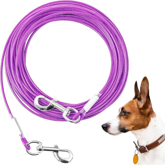 Tie Out Cable for Dogs,50FT Dog Leads,Heavy Duty Tie Out Cable for Large Dogs Up to 125lbs,Durable Dog Runner Tether Line for Outdoor,Yard