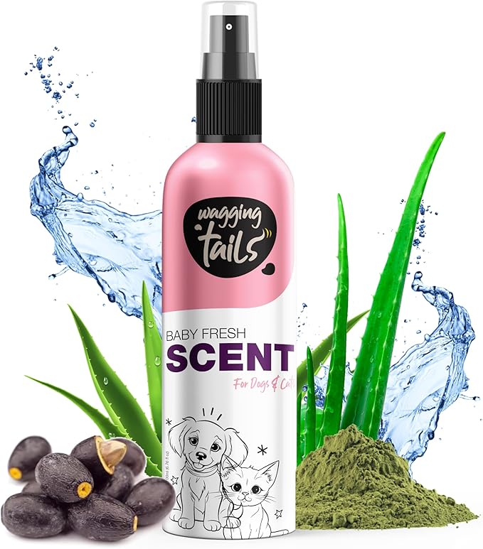 Wagging Tails 5-in-1 Baby Fresh Scent for Dogs & Cats, 6.7 fl oz | Alcohol-Free Pet Spray | Sensitive Skin Friendly & Deep Moisture Formula | Long-Lasting Scent, Non-Toxic | Suitable for All Breeds