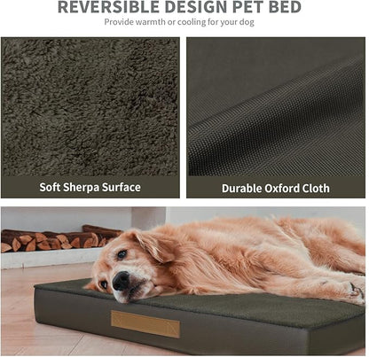 Tail Stories Comfort Dog Bed for Small Dogs & Cats, Waterproof Dog Crate Mat Orthopedic Egg Crate Foam with Washable Removable Cover, Coffee