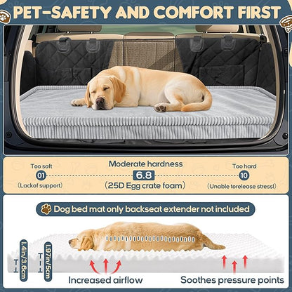 Dog Car Bed, Non-Slip Backseat Extender Pet Mat, Removable Washable Dog Bed for SUVs, Sedans & Trucks, Anti-Slip Travel Bed for Dogs, Easy Clean & Scratch-Proof & Comfort Light Gray (50"×24.6")
