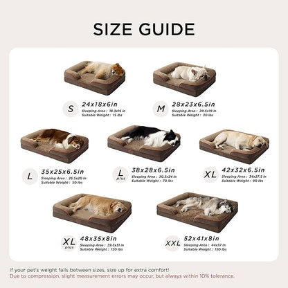 Bedsure Orthopedic Dog Bed Medium Size Dogs - Washable Medium Dog Cat Bed Waterproof, Comfort Pet Couch Sofa with Washable Removable Cover, Pets Bed with Nonskid Bottom, Brown, 28"