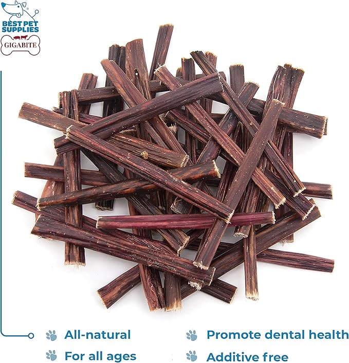GigaBite Single Ingredient All Natural Free Range Bully Treats and Chews - Bully Sticks/Bladder Sticks/Beef Esophagus by Best Pet Supplies - Esophagus Sticks (6 Inch), Pack of 80
