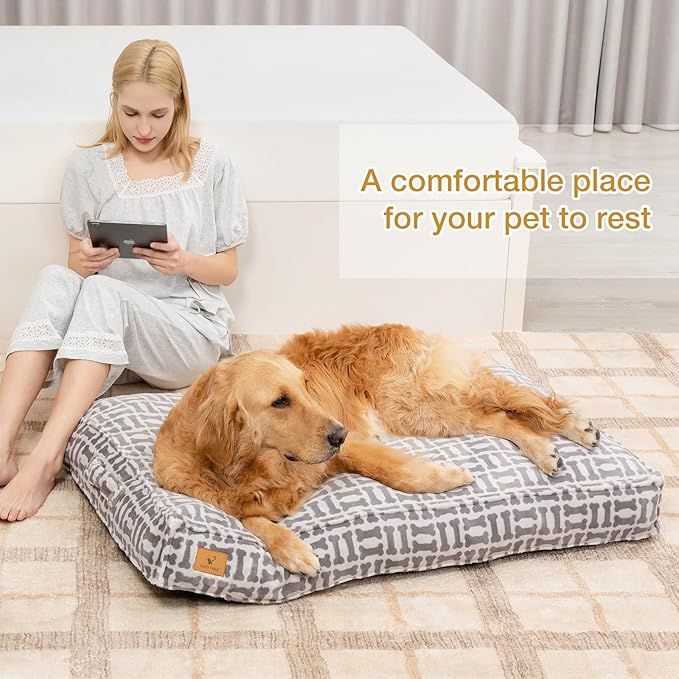 Dog Bed with Easy-Grip Handle - Shredded Memory Foam Pet Bed, Removable & Machine Washable Cover, Non-Slip Bottom, Choose from Cooling Linen or Warm Flannel Style for Dogs & Cats(Small