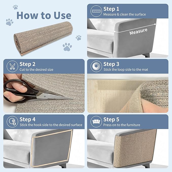 Natural Cork Cat Scratcher Mat, Hook-and-Loop Trimmable Furniture Protector for Couch, Door, Wall & Bed Corner, Claw-Friendly for Indoor Cats (Smoke Gray, 39.4 x 11.8 Inch)