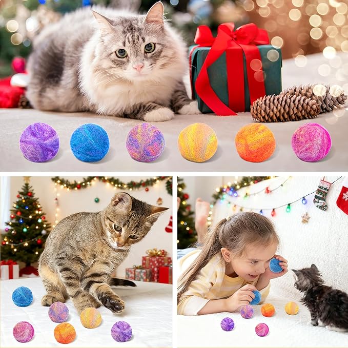 Retro Shaw Cat Toys Balls,Catnip Ball with Bell Inside,Wool Balls Toy with SilverVine Catnip Fill, Upgraded,Interactive Cat Nip Ball for Indoor Kitten Kitty 6 Pcs