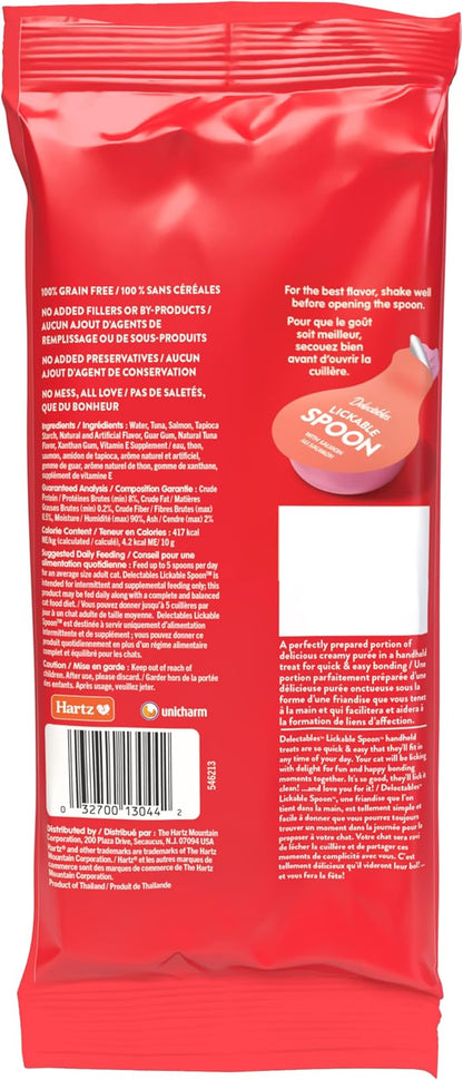 Delectables Lickable Spoon Handheld Wet Cat Treats Made with Wild-Caught Salmon, Quick & Easy Creamy Puree, Mess Free, No Added Preservatives, Salmon 96ct