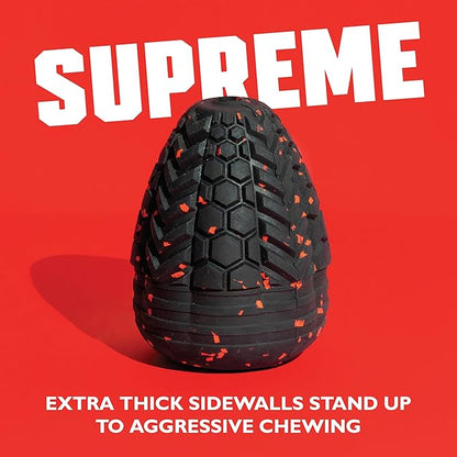 Chew King Supreme Durable Rubber Dog Toy for Aggressive Chewers, Treat-Dispensing Heavy-Duty Chew Toy with Safety Air Vent, Interactive Dog Toy for Training & Enrichment, XL 5.1" x 3.8"