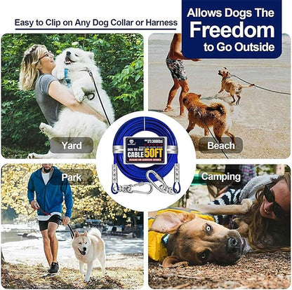 Tie Out Cable for Dogs Up to 300lbs,50ft Extra Strong 1000lbs Break Strength Tie-Out Tether Trolley Training Lead,Dog Run Cable for Yard Garden Park Camping Outside (300lbs 50ft, Blue)