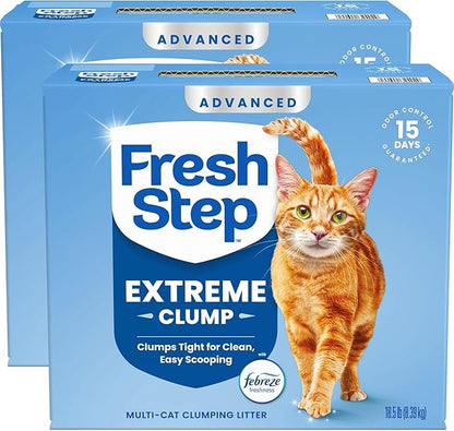 Fresh Step Advanced Extreme Clumping Litter with Febreze Freshness with Mountain Spring Scent, Fights Odor on Contact, 37 lbs. (2 x 18.5 lb. Box)