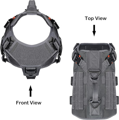 ICEFANG GN3 Tactical Dog Harness with 6X Buckle,Dog Molle Vest with Handle,3/4 Body Coverage,Hook and Loop Panel for ID Patch,No Pulling Front Clip (L (28"-35" Girth), Wolf Gray)