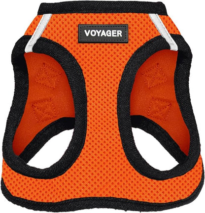 Best Pet Supplies Voyager Step-in Air Harness - All Weather Mesh, Reflective, No Pull Harness for Dogs, Cats - Secure with Hook & Loop Fastener, Buckle, Double D-Rings - Orange/Black Trim, XL
