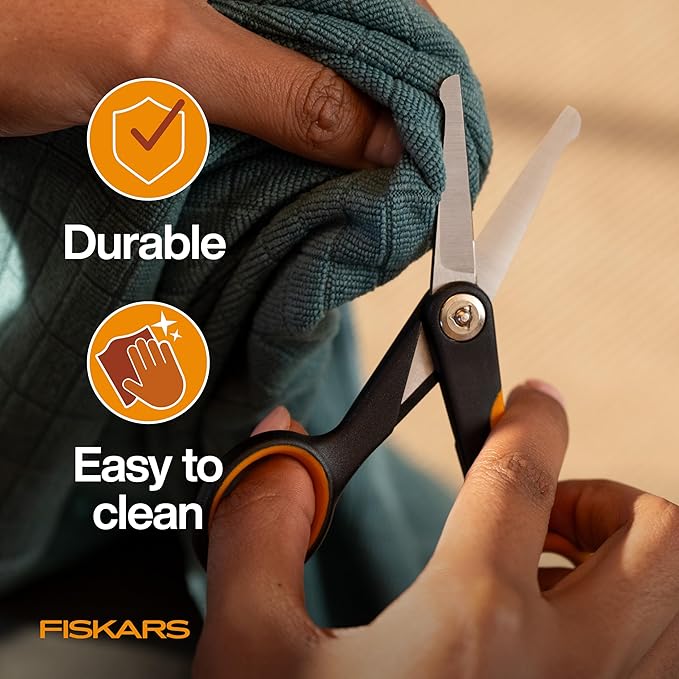 Fiskars Pet, Dog & Cat Grooming Scissors, Rounded Tips & SoftGrip Handle, Cat and Dog Supplies, Orange/Black, Detailing Scissors