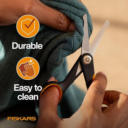 Fiskars Pet, Dog & Cat Grooming Scissors, Rounded Tips & SoftGrip Handle, Cat and Dog Supplies, Orange/Black, Detailing Scissors