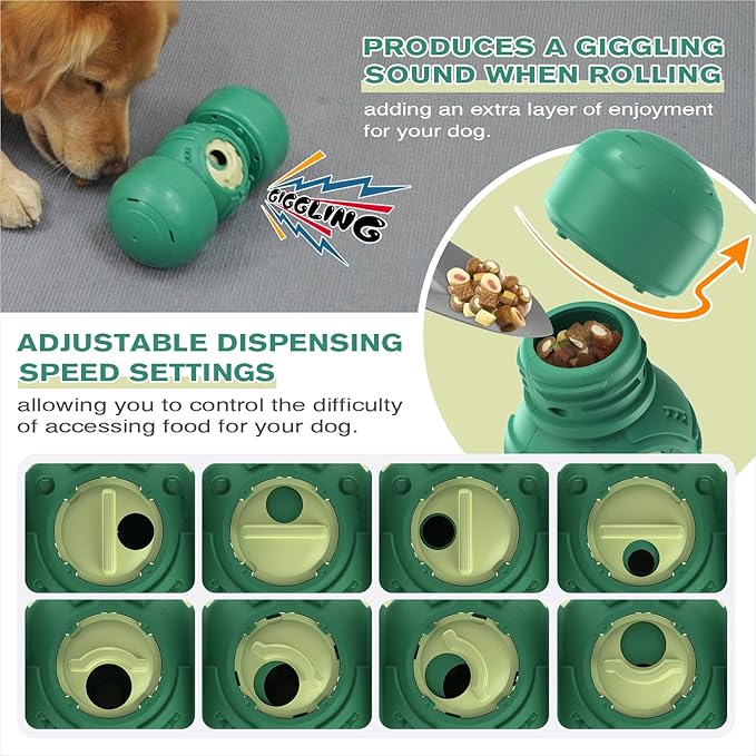 KADTC Extra-Large Size,Durable Rolling Giggle Dog Treat Dispenser Toy,U.S. Brand,Design,Indestructible Giggling Bone Slow Puzzle Feeder Food Dispensing Toys for Large Aggressive Chewers Breeds Dogs