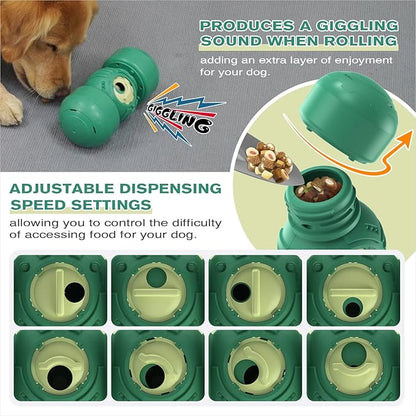 KADTC Extra-Large Size,Durable Rolling Giggle Dog Treat Dispenser Toy,U.S. Brand,Design,Indestructible Giggling Bone Slow Puzzle Feeder Food Dispensing Toys for Large Aggressive Chewers Breeds Dogs