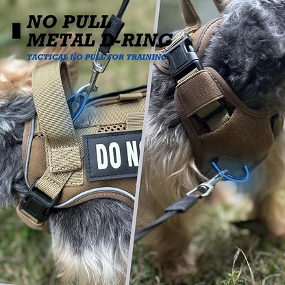 Tactical Dog and Cat Harness for XS and Small Puppy, Air Pet Vest No Pull with Reflective Do Not Pet Patches, Breathable Dog Molle Vests for Training Walking Hunting Brown