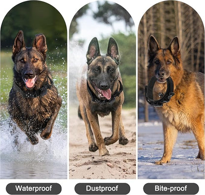 Dog Collar, Waterproof Tactical Dog Collar with Control Handle and Zinc Alloy Buckle, Pet Collar for AirTag, Medium Large Dogs, Medium, Black (Includes Screwdriver Accessories)