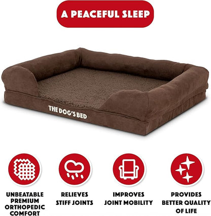 The Dog’s Bed Orthopedic Dog Bed Medium Brown Plush, Premium Memory Foam, Pain Relief: Arthritis, Hip & Elbow Dysplasia, Post Surgery, Lameness, Waterproof Washable Cover, Veterinary Approved