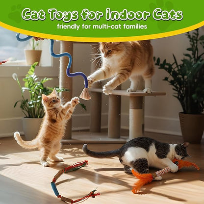 GBSYU Silvervine Sticks for Cats & Cat Chew Rope Toy with Refillable Natural Catnip Bag for Teeth Cleaning, Interactive Cat Catnip Toys for Indoor Cats, Kitten Teething Toys for All Breeds (8Pcs)