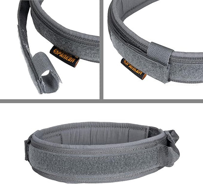 EXCELLENT ELITE SPANKER Tactical Dog Collar Nylon Adjustable Training Collar Military Dog Collar Heavy Duty Metal Buckle with Control Handle for Medium and Large Dogs with Patches (Grey-XL)