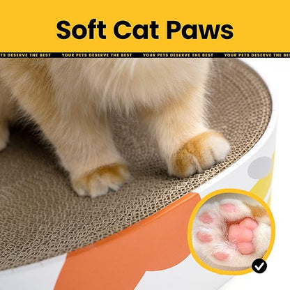 Conlun Cat Scratcher Cardboard,2 in 1 Oval Cat Scratch Pad Bowl for Indoor Kitty Grinding Claw,Round Kittens Scratching Board Corrugated Lounge Pet Beds&Furniture Protector for Couch&Carpets&Sofas