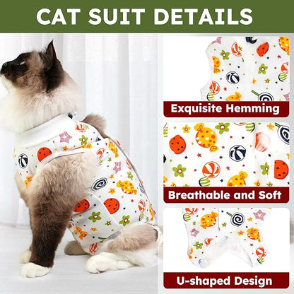 Hpetppy Cat Recovery Suit for Spay Abdominal Wounds, Breathable Cat Onesie for Cats After Surgery Female, Kitten Surgical Recovery Suit Female Cone of Shame Alternative for Cats Anti Licking
