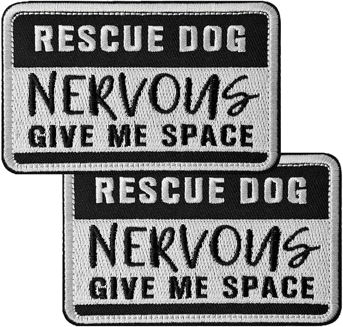 TACVEL 2 Pieces Rescue Dog Nervous Give Me Space Dog Patches, Service Dog Patches with Hook Backing for Service Animal Vests, Harnesses