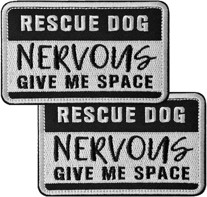 TACVEL 2 Pieces Rescue Dog Nervous Give Me Space Dog Patches, Service Dog Patches with Hook Backing for Service Animal Vests, Harnesses