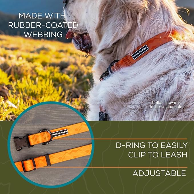 Wilderdog Waterproof Dog Collar - Repels Water & Dirt - Large 17"-24" - Terracotta