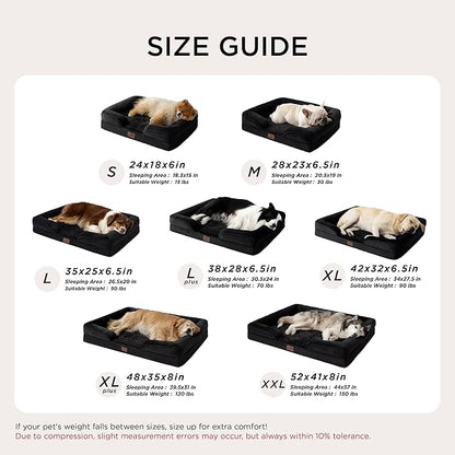 Bedsure XL Orthopedic Dog Bed for Extra Large Dogs - Washable XLarge Dog Cat Bed Waterproof, Comfort Dogs Couch Sofa with Washable Removable Cover, Pet Bed with Nonskid Bottom, Black, 42"