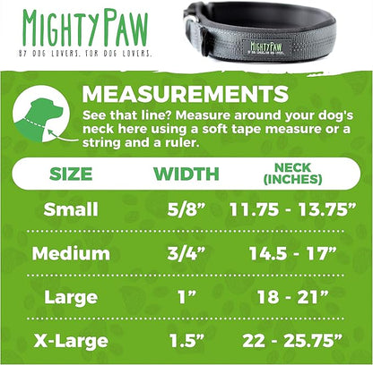 Mighty Paw Dog Collar - Neoprene Padded - Reflective for Running - Extra Comfort for Active Dogs - Lined and Strong Collar - Premium Quality for All Breeds - Soft