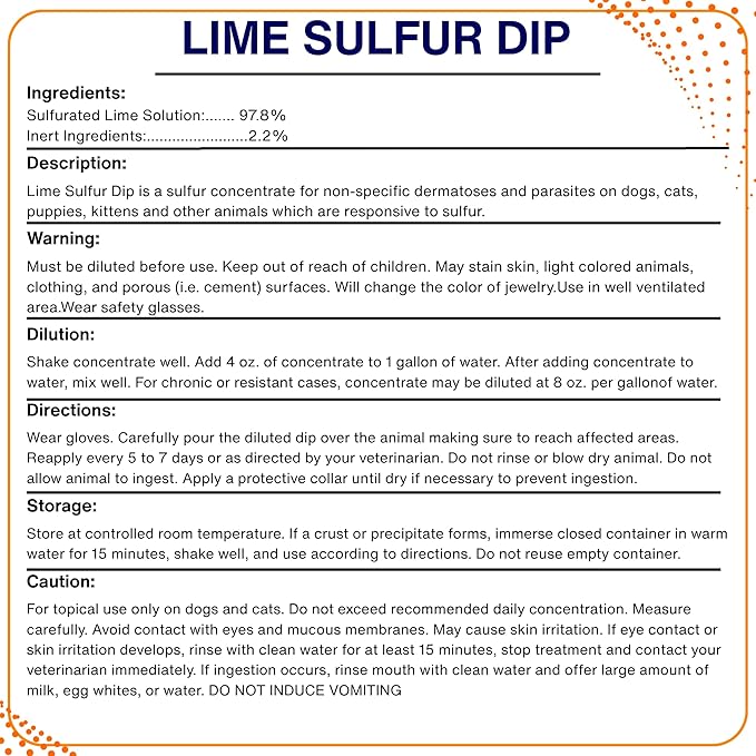 Healthy Paw Life - Lime Sulfur Dip - Pet Care for Itchy and Dry Skin - Xtra Strength Formula - Safe Solution for Dog, Cat, Puppy, Kitten, Horse (1 Gallon)