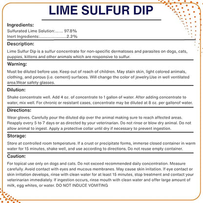Healthy Paw Life - Lime Sulfur Dip - Pet Care for Itchy and Dry Skin - Xtra Strength Formula - Safe Solution for Dog, Cat, Puppy, Kitten, Horse (1 Gallon)