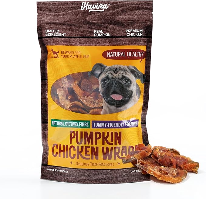 Havira 1.5 LB Value Pack Pumpkin Dog Treats, Healthy Chicken Wrapped Firm Chews Made with Real Veggies, Easy to Digest, Long-Lasting Chew Satisfaction for Dogs