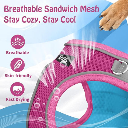 AIITLE Dog Harness, No-Pull Cat Harness with a Leash, Adjustable Reflective Dog Vest, Cat Harness Escape Proof, Outdoor Walking, Running,Training for Extra Small Dogs and House Cats Hot Pink XXXS