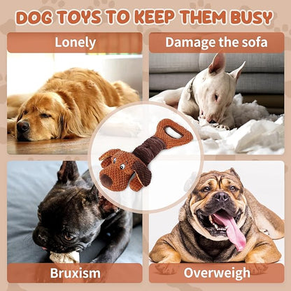 Squeaky Dog Toys,Interactive Tug of War Puppy Toys for Indoor/Outdoor Use Puppy Chew Toys for Teething Plush with Crinkle Paper for Small and Medium