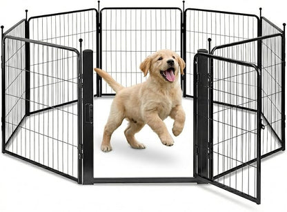 FreePet Dog Playpen for Indoor, Yard, RV Camping, 32 inch 8 Panels for Small and Puppy Dogs, Black│Patented (Black)