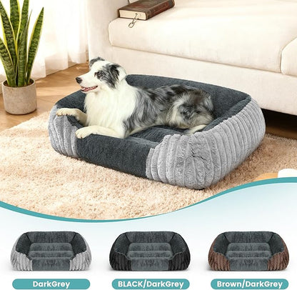 Dog Beds for Extra Large Dogs 39x32 Inch, Comfort-Sided Orthopedic XL Dog Bed Couch with Breathable Shredded Memory Foam, Faux Rabbit Fur Pet Bed, Non-Detachable, Non-Slip, Machine Washable