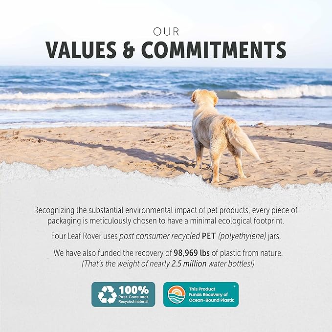 Four Leaf Rover Protect - Probiotics for Dogs - Veterinarian Formulated - with Natural Prebiotics and Antioxidants - Detoxification & Gut Health - 30 Day Large Dog Supply